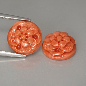 Gemas de coral rosa natural de  ct, forma elegante, opaco