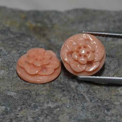 Gemas de coral rosa natural de 4,93 ct, corte flor, opaco