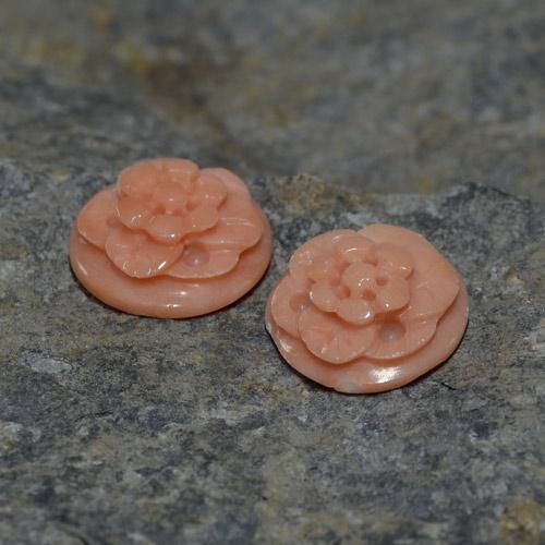 Gemas de coral rosa natural de 4,93 ct, corte flor, opaco