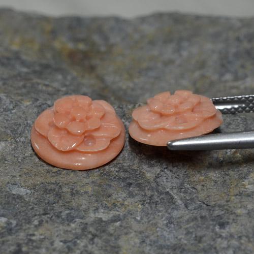 Gemas de coral rosa natural de 4,93 ct, corte flor, opaco
