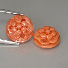 Gemas de coral rosa natural de  ct, forma elegante, opaco