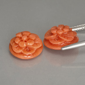 Gemas de coral rosa natural de  ct, forma elegante, opaco