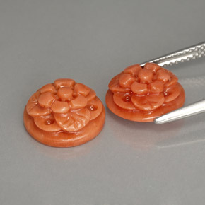 Gemas de coral rosa natural de  ct, forma elegante, opaco