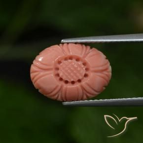 Coral Rosado frambuesa natural de 4.07 ct, Corte Flor, Opaco