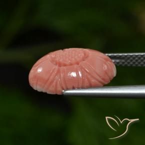 Coral Rosado frambuesa natural de 4.07 ct, Corte Flor, Opaco