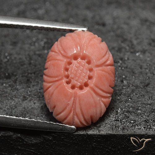 Coral rosa natural de 3,21 ct, corte flor, opaco