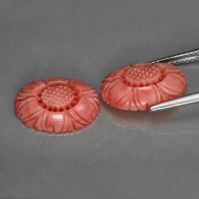 Gemas de coral rosa natural de  ct, forma elegante, opaco
