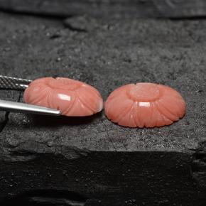 Gemas de Coral Salmón natural de 7.86 ct, Corte Flor, Opaco