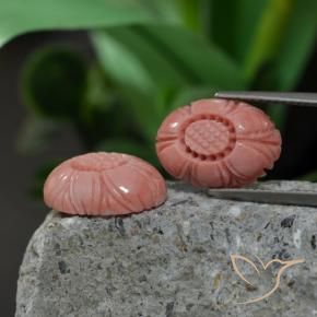 Gemas de Coral Rosado medio natural de 9.38 ct, Corte Flor, Opaco