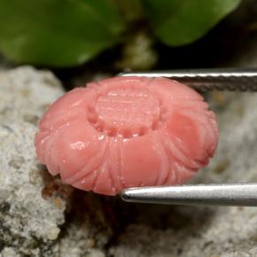 Coral rojo natural de 3,67 ct, corte flor, opaco