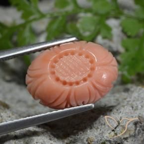 Coral Rosado rosa durazno natural de 4.11 ct, Corte Flor, Opaco