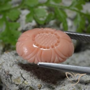 Coral Rosado rosa durazno natural de 4.11 ct, Corte Flor, Opaco