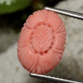 Coral rojo natural de 3,10 ct, corte flor, opaco