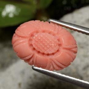 Coral rojo natural de 3,10 ct, corte flor, opaco