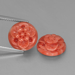 Gemas de coral rosa natural de  ct, forma elegante, opaco