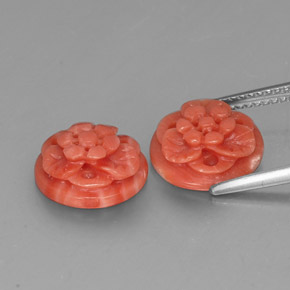 Gemas de coral rosa natural de  ct, forma elegante, opaco