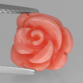 Coral rosa natural de 4,44 ct, forma elegante, opaco