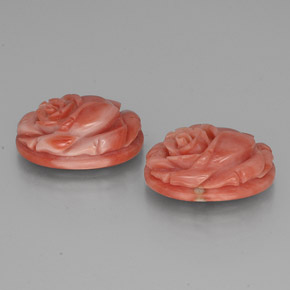 Gemas de coral rosa natural de  ct, forma elegante, opaco