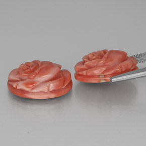 Gemas de coral rosa natural de  ct, forma elegante, opaco