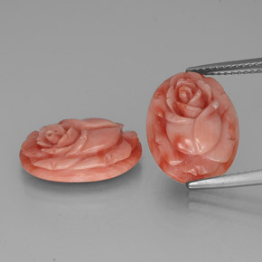 Gemas de coral rosa natural de  ct, forma elegante, opaco