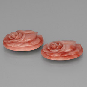 Gemas de coral rosa natural de  ct, forma elegante, opaco