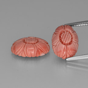 Gemas de coral rojo natural de 7,80 ct, corte flor, opaco