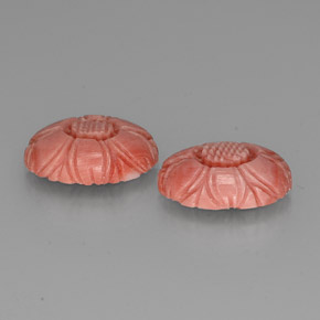Gemas de coral rojo natural de 7,80 ct, corte flor, opaco