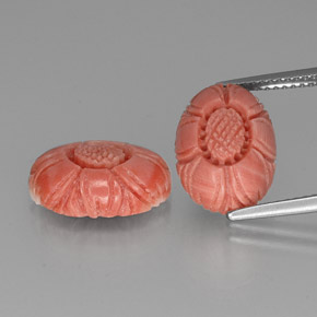 Gemas de coral rosa natural de 9,33 ct, corte flor, opaco