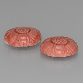 Gemas de coral rosa natural de 9,33 ct, corte flor, opaco
