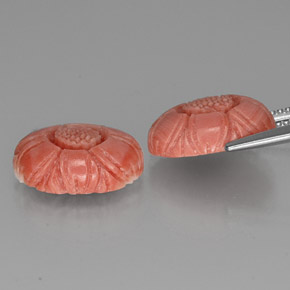 Gemas de coral rosa natural de 9,33 ct, corte flor, opaco