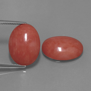 Gemas de coral rosa natural de  ct, corte óvalo, opaco