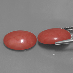 Gemas de coral rosa natural de  ct, corte óvalo, opaco