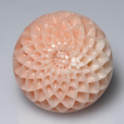 Coral rosa natural de 34,14 ct, corte flor, opaco