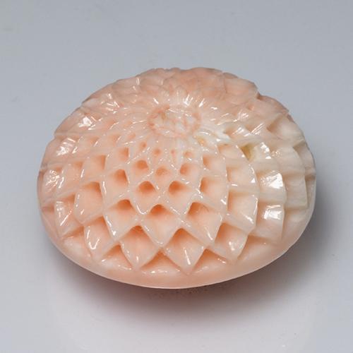 Coral rosa natural de 34,14 ct, corte flor, opaco
