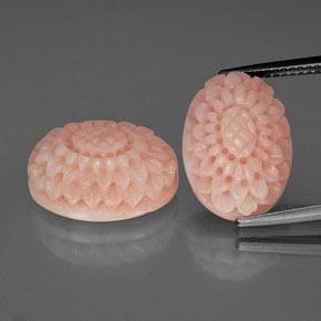 Gemas de coral rosa salmón natural de 15,32 ct, forma elegante, opaco