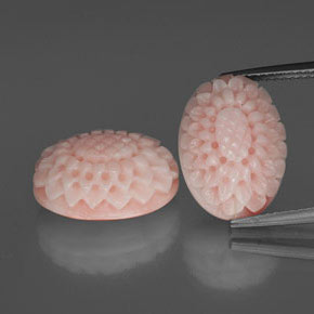 Gemas de coral rosa natural de  ct, forma elegante, opaco