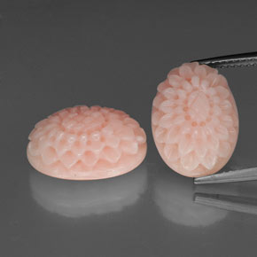 Gemas de coral rosa natural de  ct, forma elegante, opaco