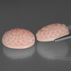 Gemas de coral rosa natural de  ct, forma elegante, opaco