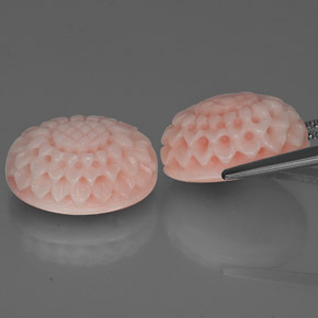 Gemas de coral rosa natural de 17,41 ct, forma elegante, opaco