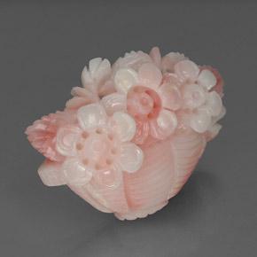 Coral rosa natural de 20,18 ct, corte flor, opaco