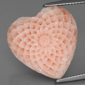 Coral rosa natural de 22,67 ct, forma de corazón, opaco