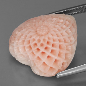 Coral rosa natural de 22,67 ct, forma de corazón, opaco
