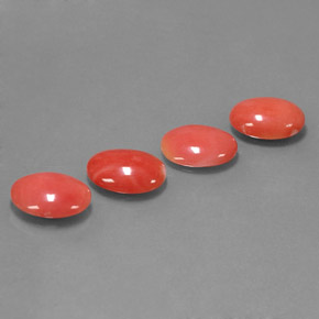 Gemas de coral rosa natural de  ct, corte óvalo, opaco