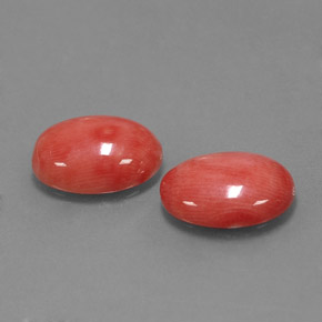 Gemas de coral rosa natural de  ct, corte óvalo, opaco