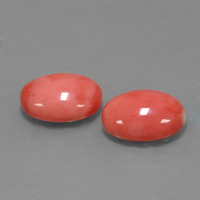 Gemas de coral rosa natural de  ct, corte óvalo, opaco