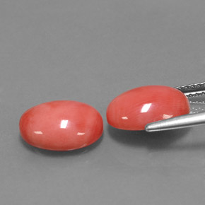 Gemas de coral rosa natural de  ct, corte óvalo, opaco