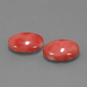 Gemas de coral rosa natural de  ct, corte óvalo, opaco