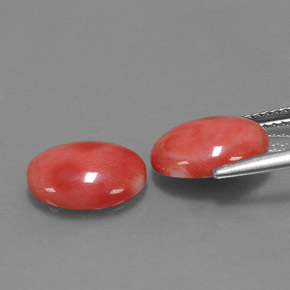 Gemas de coral rosa natural de  ct, corte óvalo, opaco