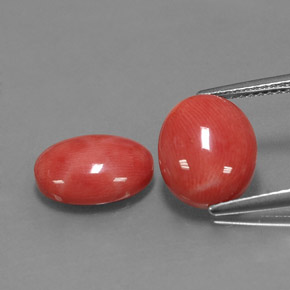 Gemas de coral rosa natural de  ct, corte óvalo, opaco