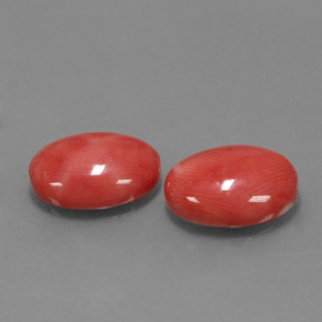 Gemas de coral rosa natural de  ct, corte óvalo, opaco